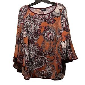 MSK Paisley Bell sleeve top: EUC